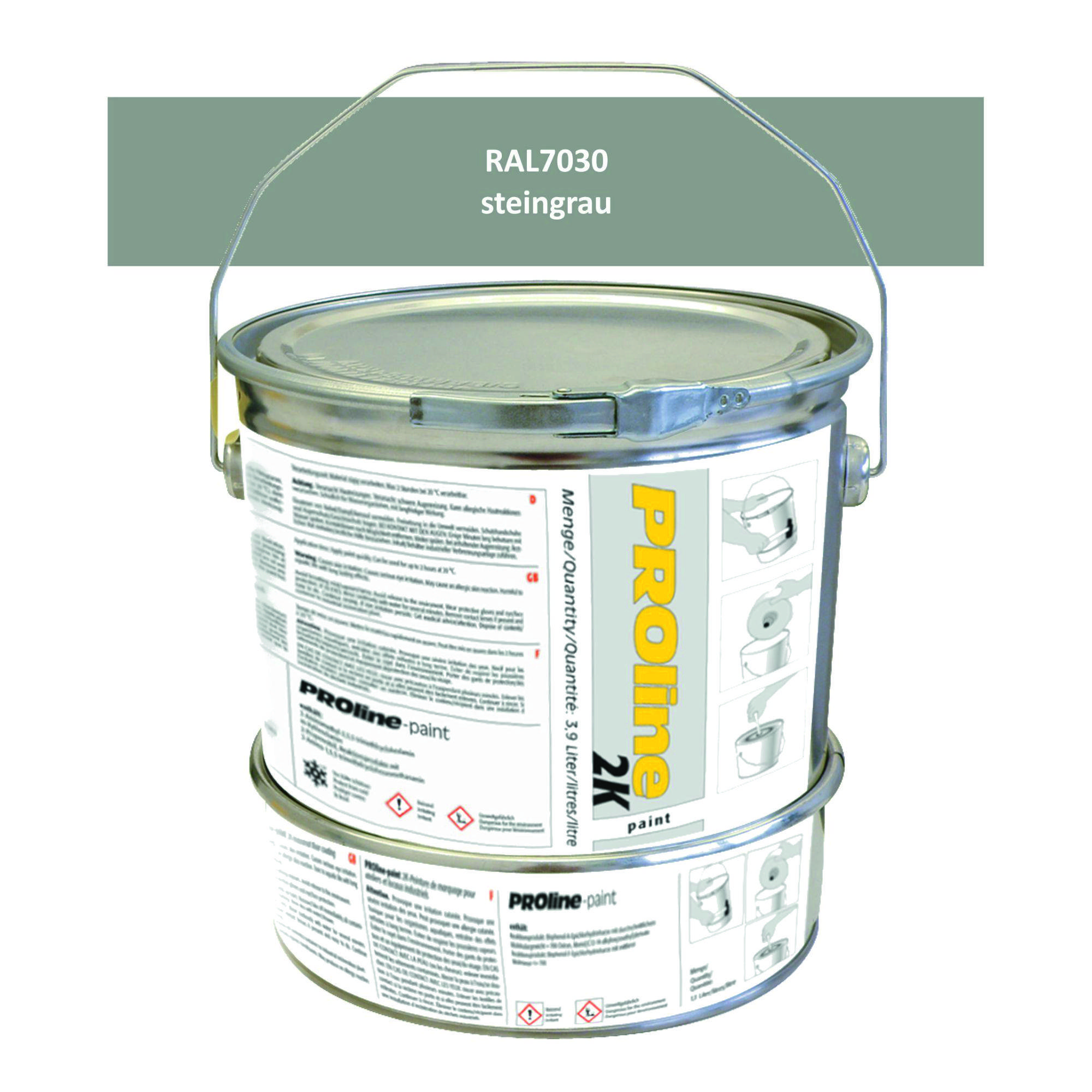 Hallen-Markierfarbe 2K 'PROline-paint' STEINGRAU / Gebinde a 5,0 Liter