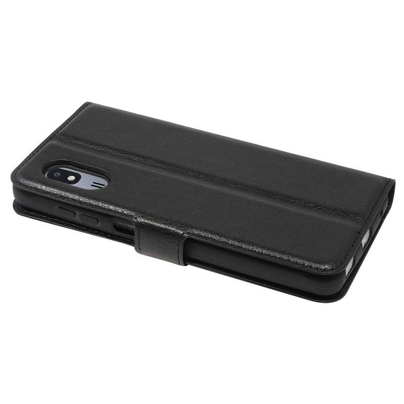 Buch Tasche Fancy für SAMSUNG GALAXY A2 CORE A260G Handy Hülle Etui Brieftasche Schutzhülle mit Standfunktion, Kartenfach Schwarz