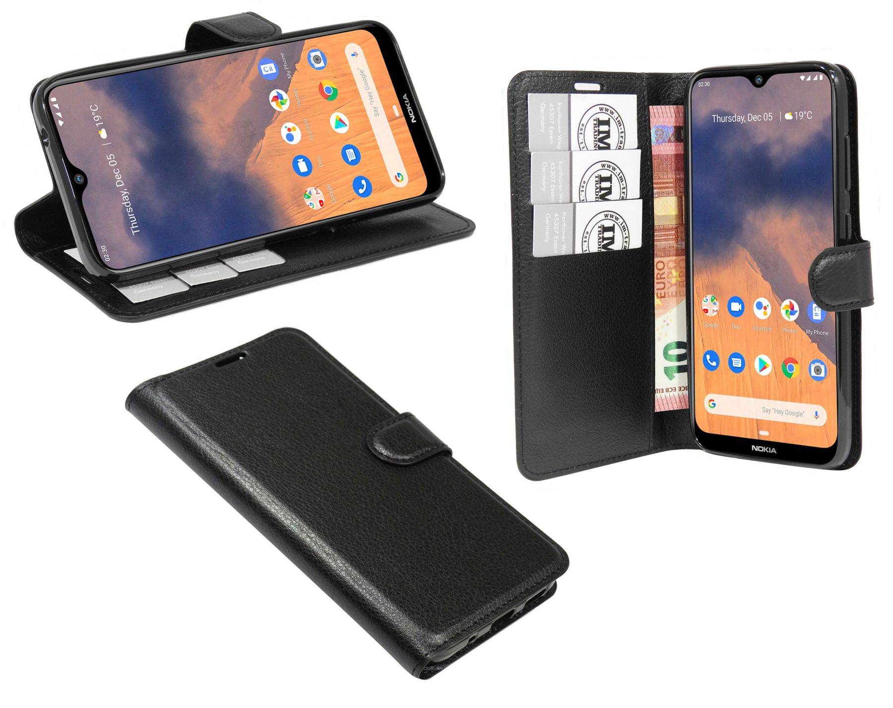 cofi1453® Buch Tasche "Fancy" kompatibel mit NOKIA 2.3 Handy Hülle Etui Brieftasche Schutzhülle mit Standfunktion, Kartenfach Schwarz