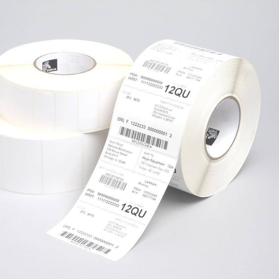 Zebra Z-Perform 1000T - Matt - permanenter Acrylklebstoff - weiß - 101.6 x 127 mm 4608 Stck. (4 Rolle(n)