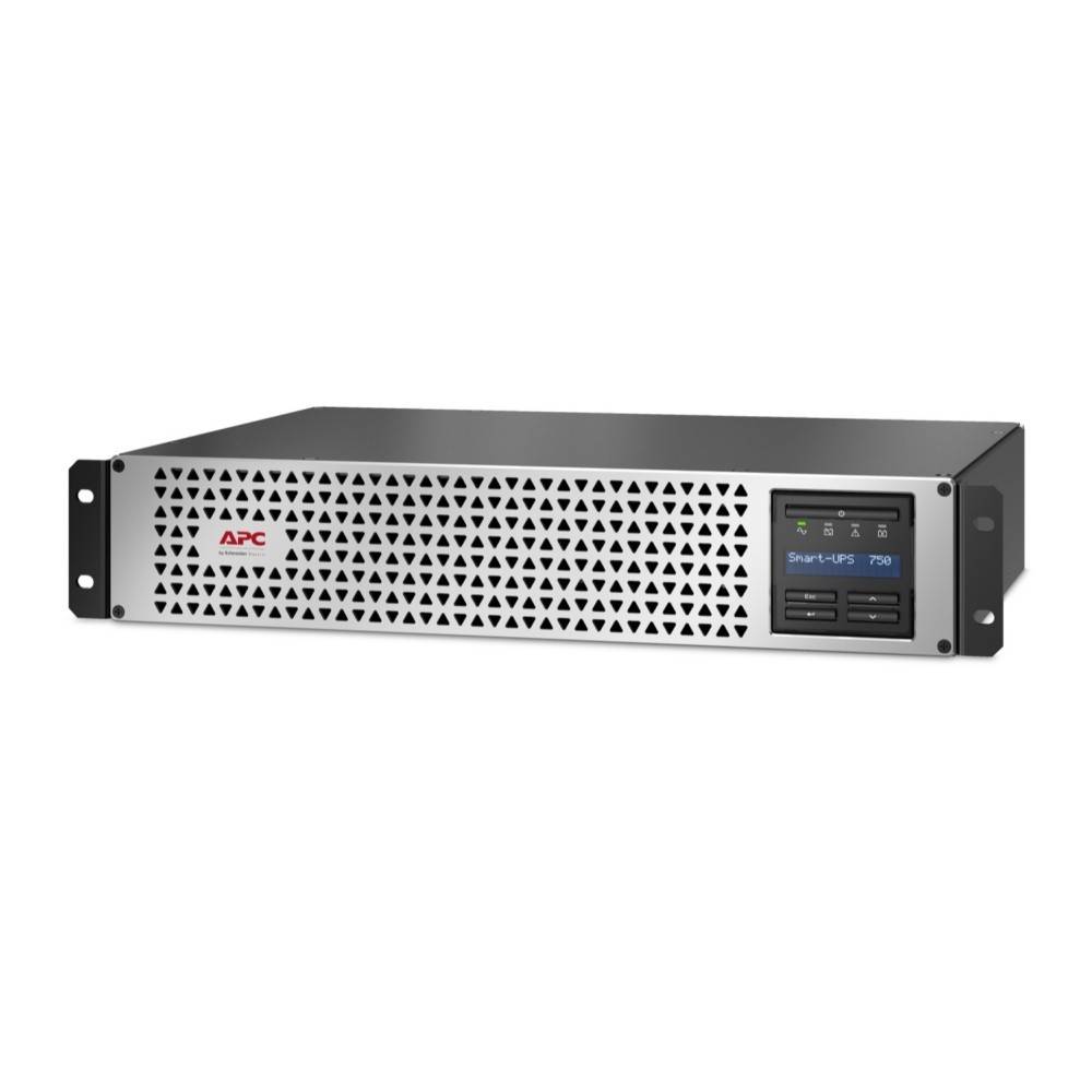 APC Smart-UPS 750 Netzersatzanlage mit schwarzem Frontpanel und digitaler Anzeige, konzipiert für die Installation in Serverracks.
