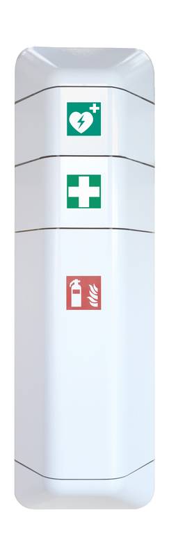 Notfallschrank,HxBxT 1028x434x225mm,leer/f. 1x Feuerlöscher,Kunststoff,Korpus weiß,Front weiß
