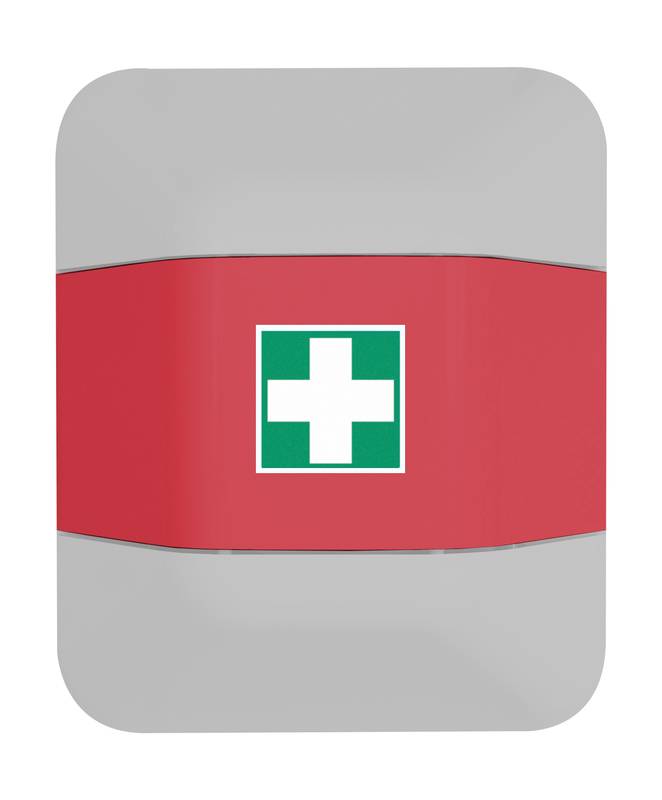 Notfallschrankaufsatz,HxBxT 1224x434x225mm,leer/f. 1x Verbandskasten,Kunststoff,Korpus rot,Front rot