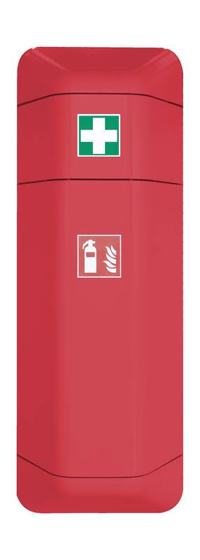 Notfallschrankaufsatz,HxBxT 1224x434x225mm,leer/f. 1x Verbandskasten,Kunststoff,Korpus rot,Front rot
