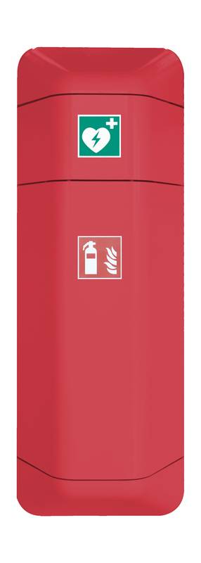 Notfallschrank,HxBxT 1028x434x225mm,leer/f. 1x Feuerlöscher,Kunststoff,Korpus rot,Front rot