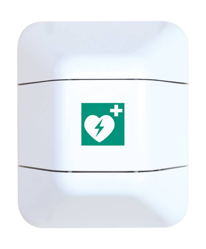 Notfallschrank,HxBxT 528x434x225mm,leer/f. 1x Defibrillator,Kunststoff,Korpus weiß,Front weiß