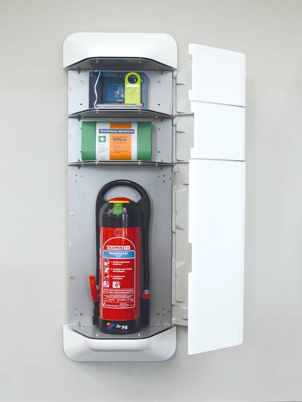 Notfallschrankaufsatz,HxBxT 1224x434x225mm,leer/f. 1x Verbandskasten,Kunststoff,Korpus weiß,Front weiß