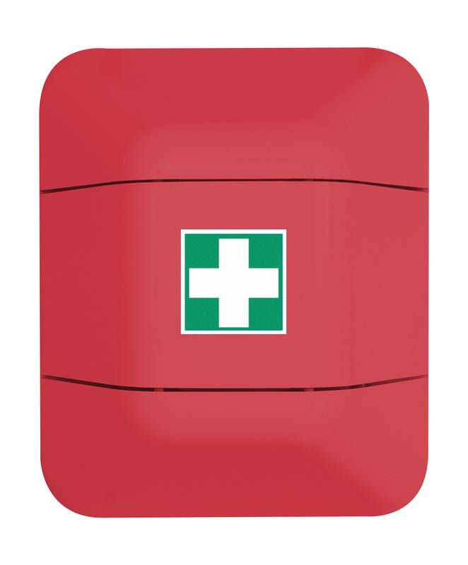 Notfallschrank,HxBxT 528x434x225mm,leer/f. 1x Verbandskasten,Kunststoff,Korpus rot,Front rot