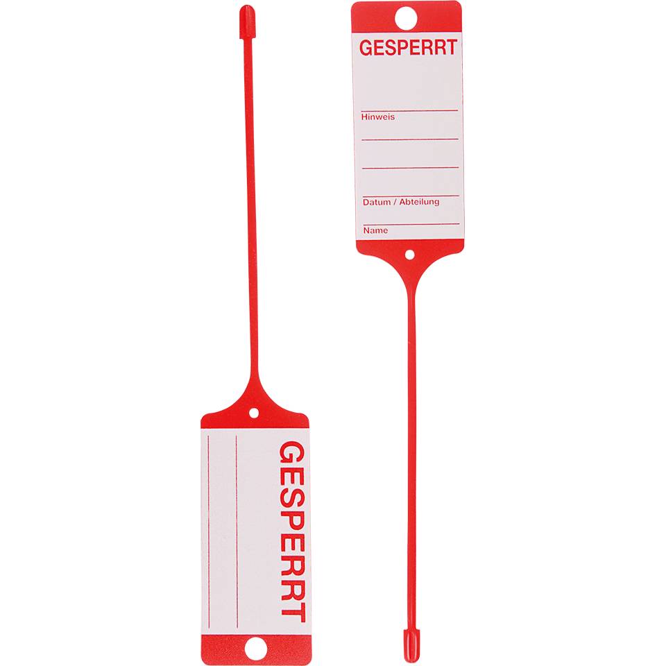 Qualitätsanhänger Gesperrt, rot/weiß, PP-Hartfolie, 210mm, 100/VE