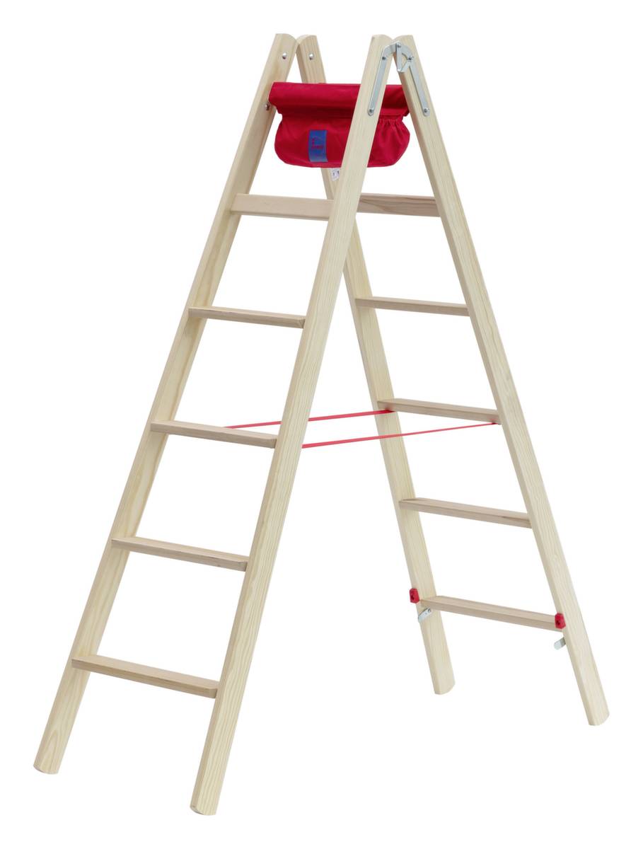 Stufenstehleiter,beidseitig,2x6 Stufen,Holm L 1,8m,Holz