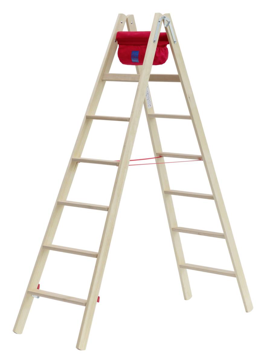 Stufenstehleiter,beidseitig,2x7 Stufen,Holm L 2,08m,Holz