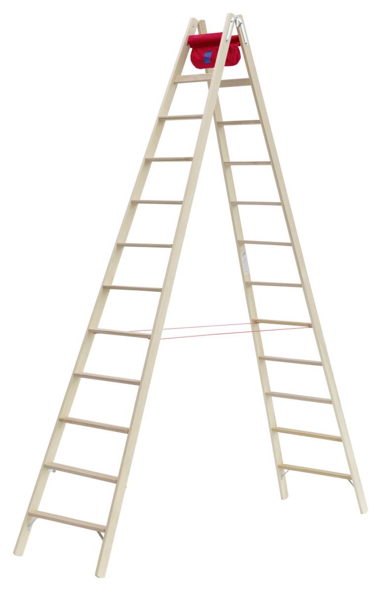 Stufenstehleiter,beidseitig,2x12 Stufen,Holm L 3,48m,Holz