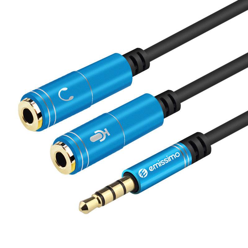 emissimo Kopfhörer Headset Adapterkabel Audio Splitter [2 x3.5mm Klinkenbuchse a. 1xKlinkenstecker]