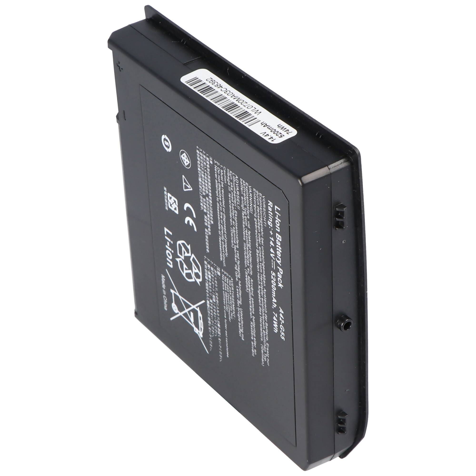 Akku passend für ASUS G55 G55V, Asus 0B110-00080000 A42-G55 B056R014-0037 14,4 Volt 5200mAh 74wh 115,80mm x 122,50mm x 2