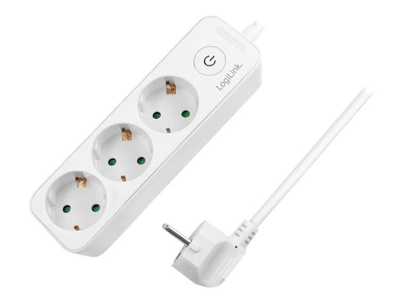 LogiLink - Steckdosenleiste - Wechselstrom 250 V - 3680 Watt - Eingabe, Eingang Stromversorgung - Ausgangsanschlüsse: 3 (3 x Stecker CEE 7/3)