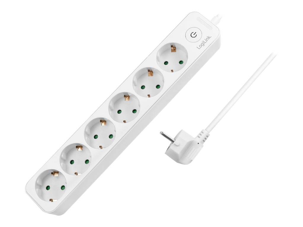LogiLink - Steckdosenleiste - Wechselstrom 250 V - 3680 Watt - Eingabe, Eingang Stromversorgung - Ausgangsanschlüsse: 6 (6 x Leistungs-CEE 7/3)