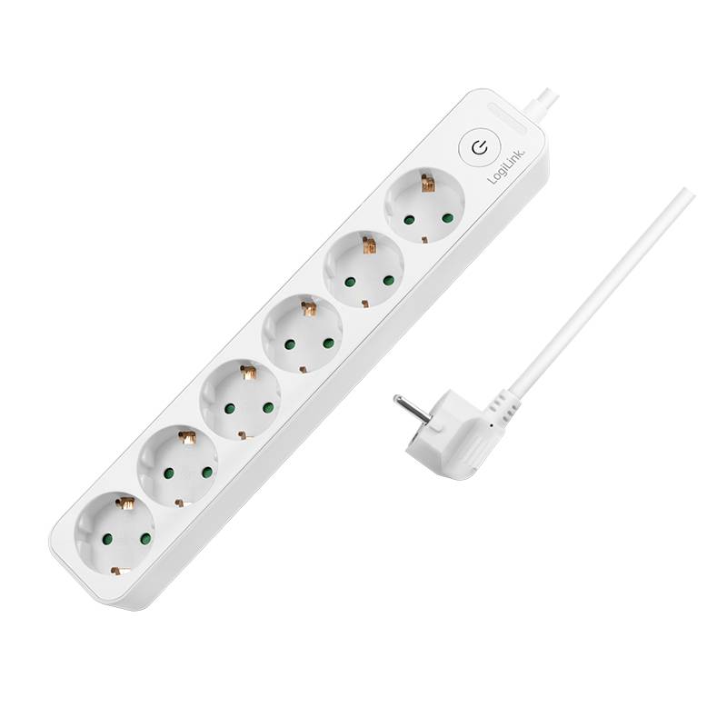 LogiLink - Steckdosenleiste - Wechselstrom 250 V - 3680 Watt - Eingabe, Eingang Stromversorgung - Ausgangsanschlüsse: 6