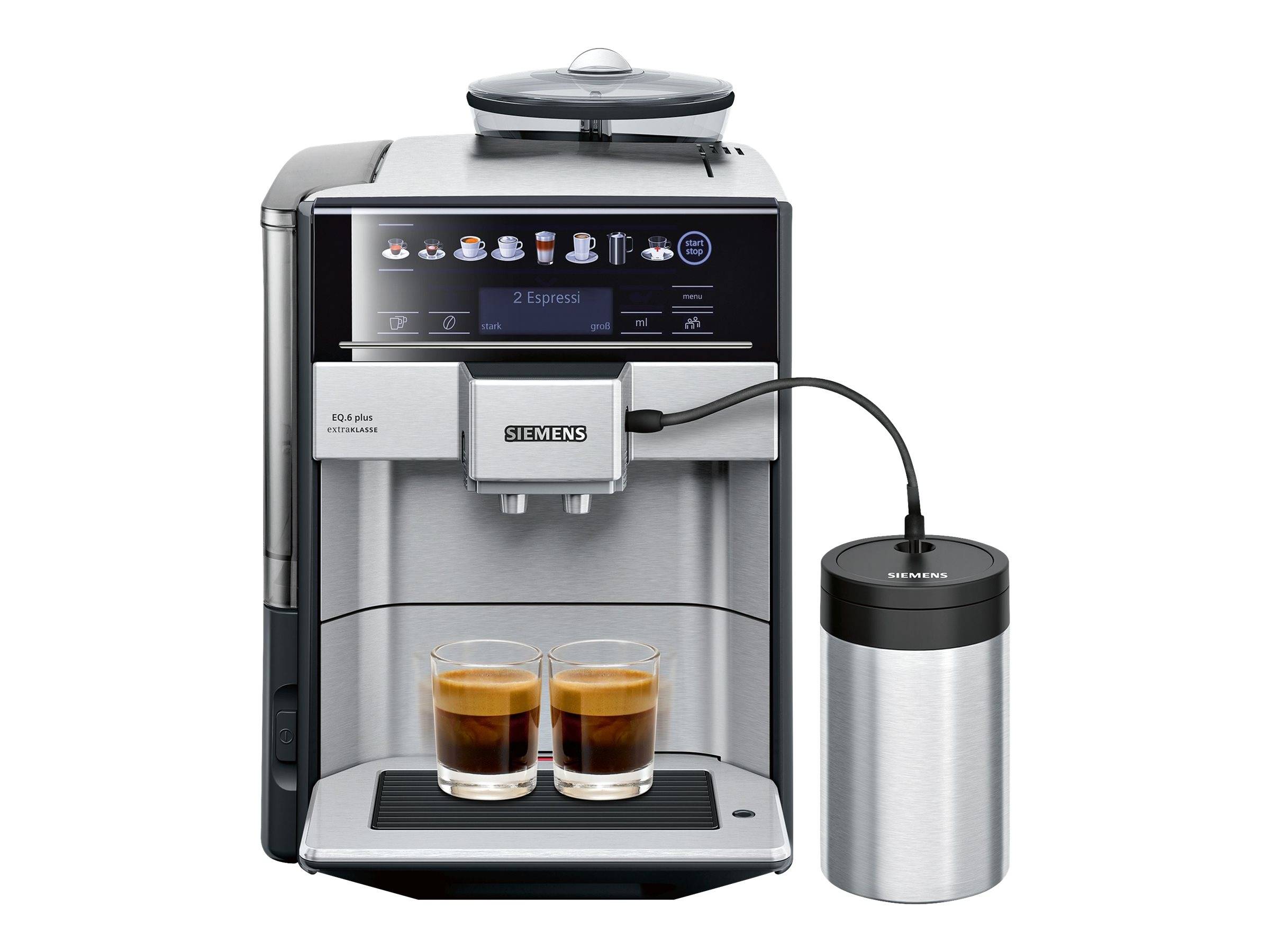 SIEMENS EQ.6 plus extraKlasse TE657F03DE Edelstahl, schwarz Kaffeevollautomat