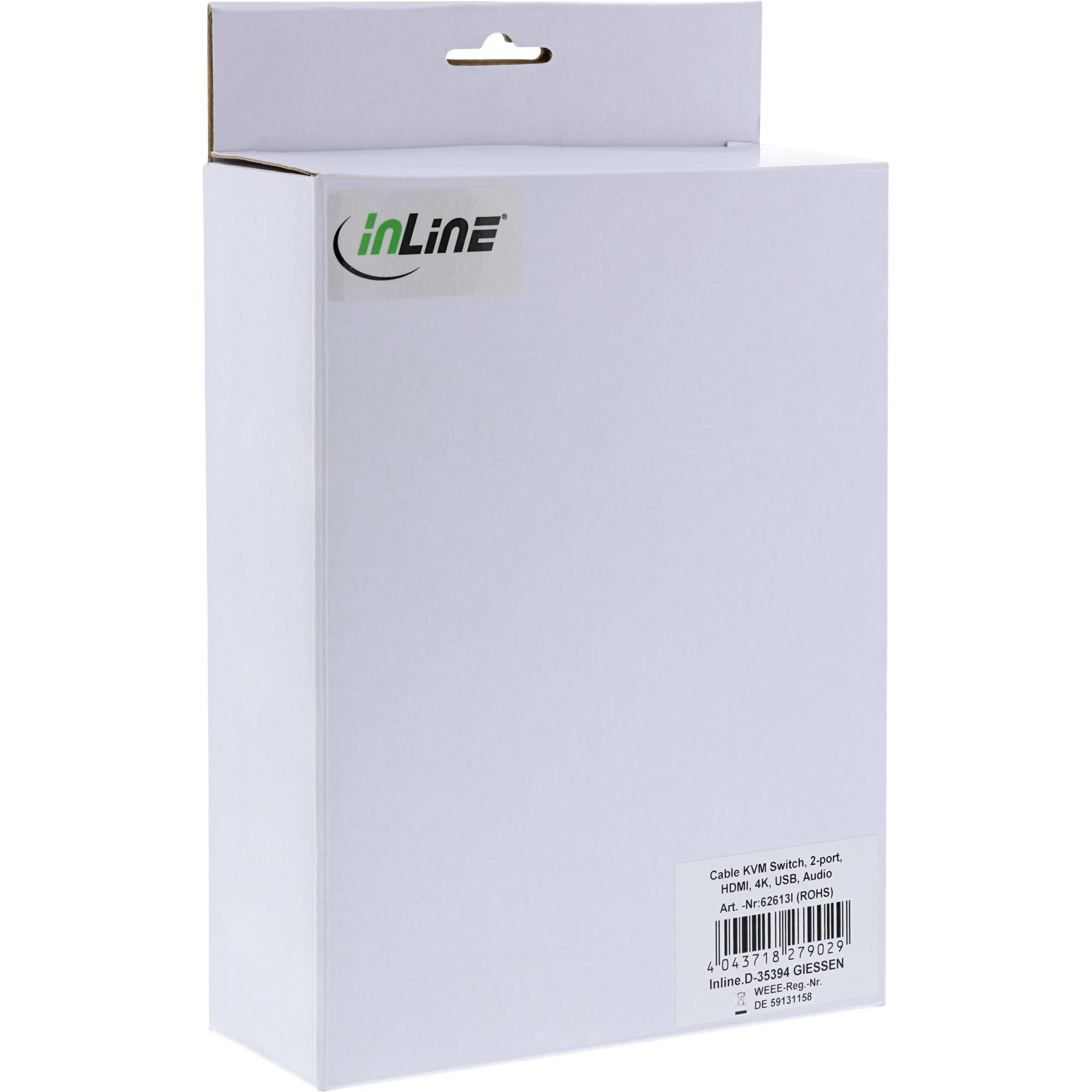INLINE - KVM Switch - 2-fach - HDMI - 4K - USB - mit Audio - integr. Kabel
