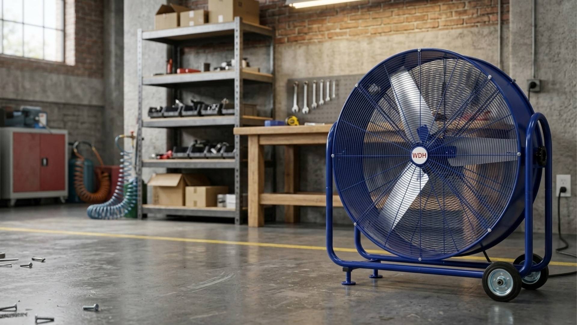 WDH Trommelgebläse WDH-TG105L - 750 W (3,4 A) - (Ø x H) 108 x 129 cm - Metall - 13.000 m³/h Luftumwälzung