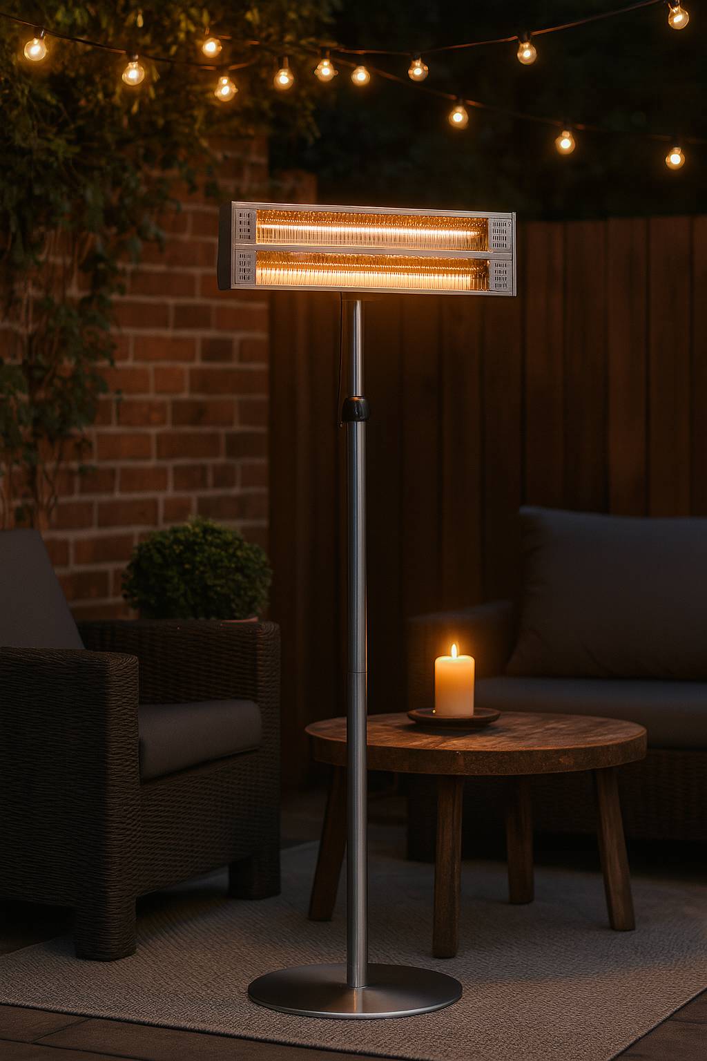 WDH Stand-Heizstrahler WDH-240GT - 2.4000 W - Outdoor & Indoor - Terrassenstrahler, Balkonheizer, Heizpilz