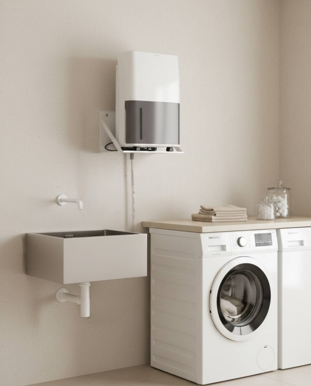 WDH Luftentfeuchter Regal - Tragkraft bis zu 20kg - Entfeuchter Halterung, Bauchtrockner Wandbefestigung, Wandkonsole