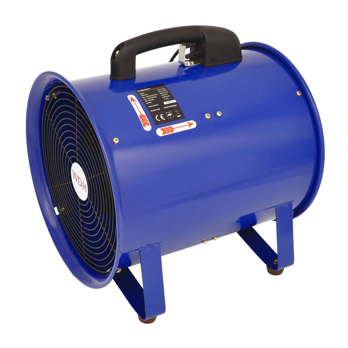 WDH Axialgebläse WDH-SHT28 - (Ø x H) 30 x 41,5 cm - Baustellen-Ventilator, Windmaschine - 2.800 m³/h Luftumwälzung