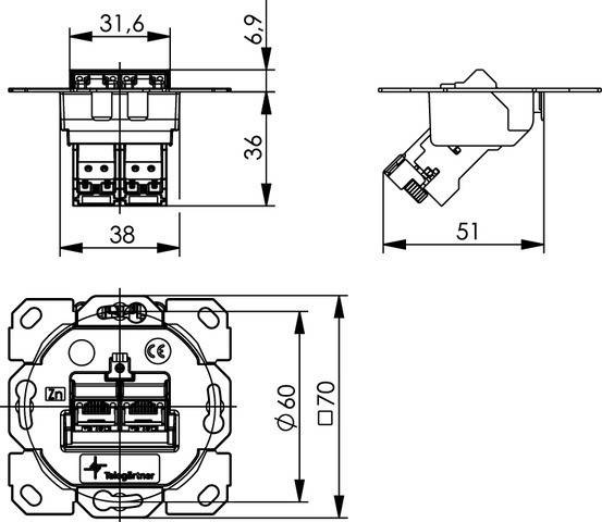 Telegärtner Modul-Aufnahme 2-fach 100022981