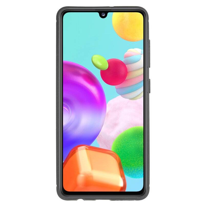 Silikonhülle Bumper Carbon für SAMSUNG GALAXY A41 A415F Case TPU Soft Handyhülle Cover Schutzhülle Schwarz