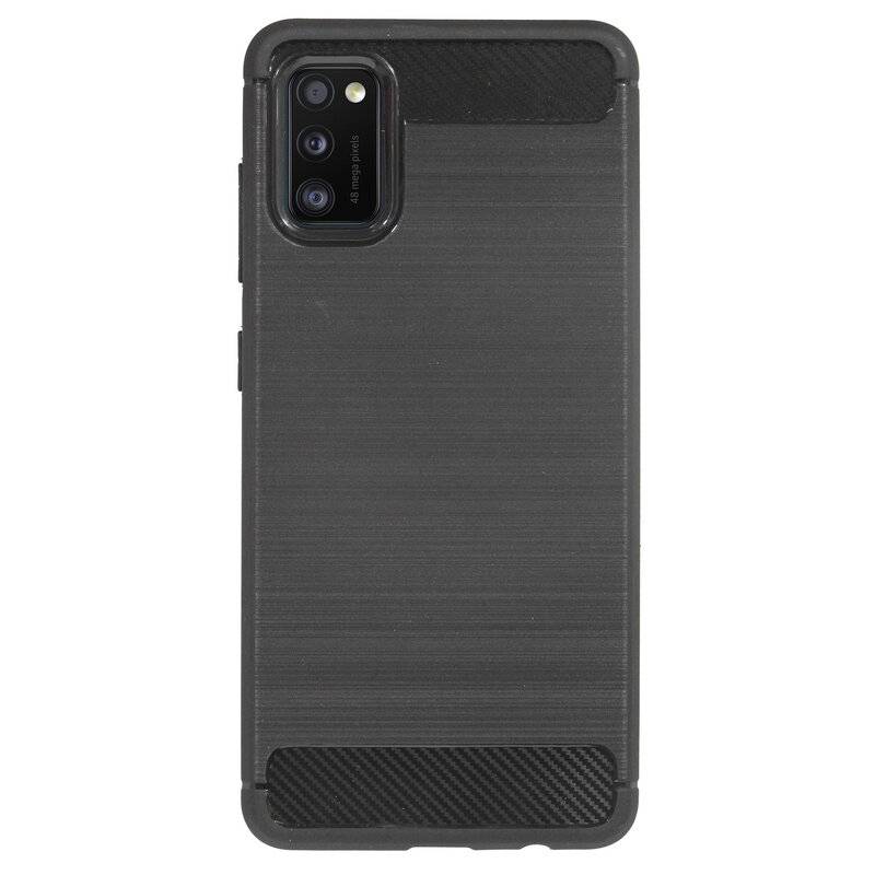 Silikonhülle Bumper Carbon für SAMSUNG GALAXY A41 A415F Case TPU Soft Handyhülle Cover Schutzhülle Schwarz