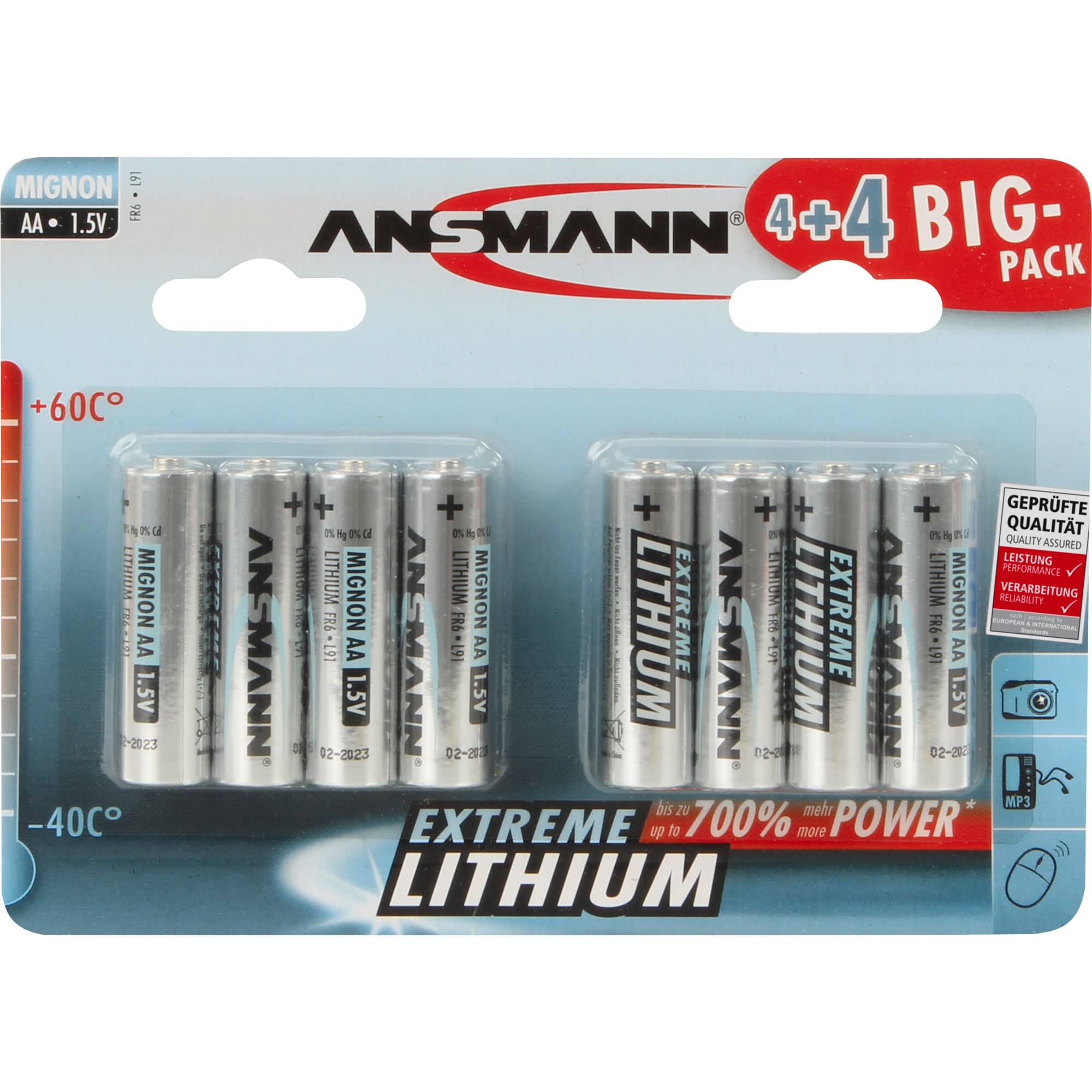 ANSMANN Extreme Lithium AA - Batterie 8 x AA-Typ