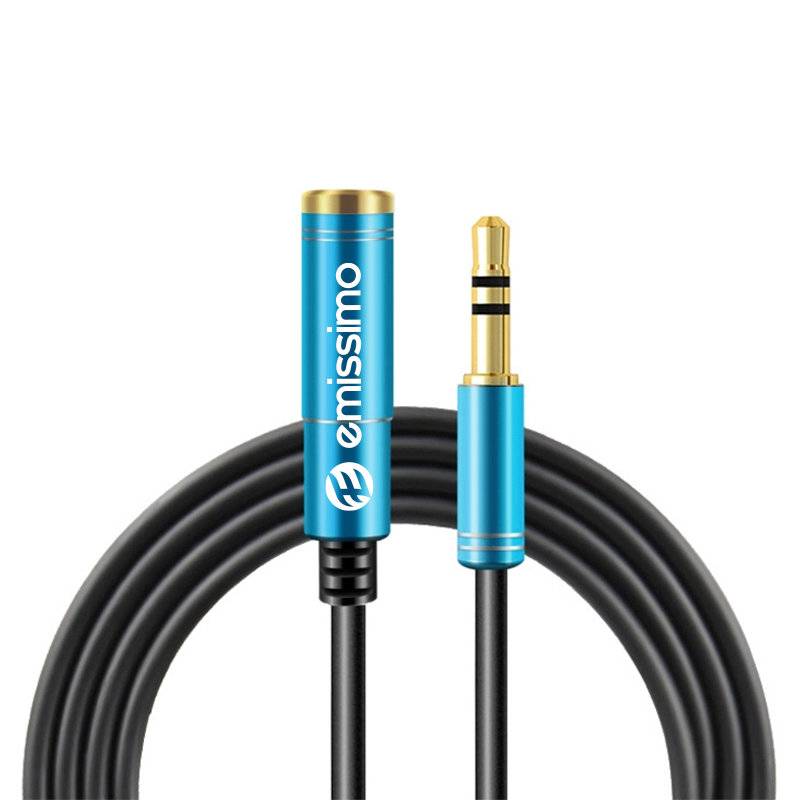 emissimo Klinke Audio Verlängerungskabel [1x Klinkenstecker 3.5 mm - 1x Klinkenbuchse 3.5 mm]