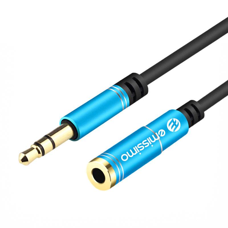 emissimo Klinke Audio Verlängerungskabel [1x Klinkenstecker 3.5 mm - 1x Klinkenbuchse 3.5 mm]