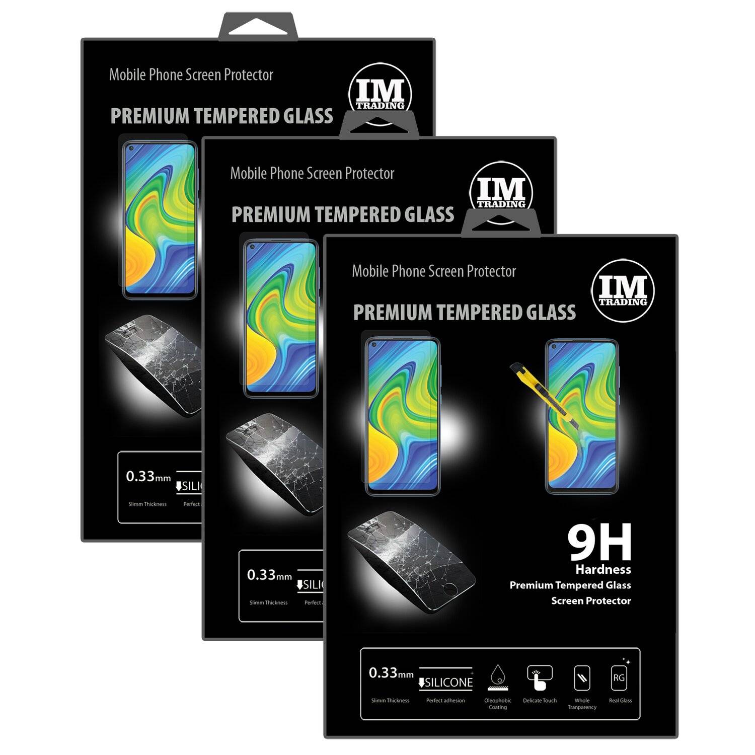 cofi1453 3X Schutz Schutz Glas 9H Tempered Glass Display Schutz Folie Display Glas Screen Protector kompatibel mit XIAOMI REDMI NOTE 9 PRO