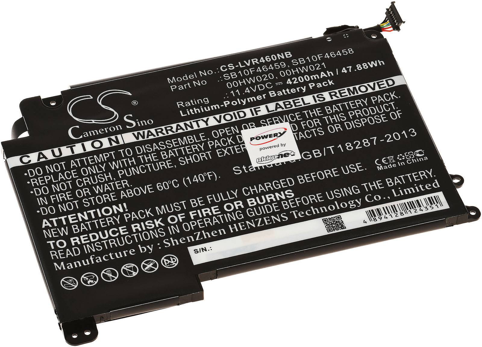 Powery Akku für Laptop Lenovo ThinkPad Yoga 460, 11,4V, Li-Polymer