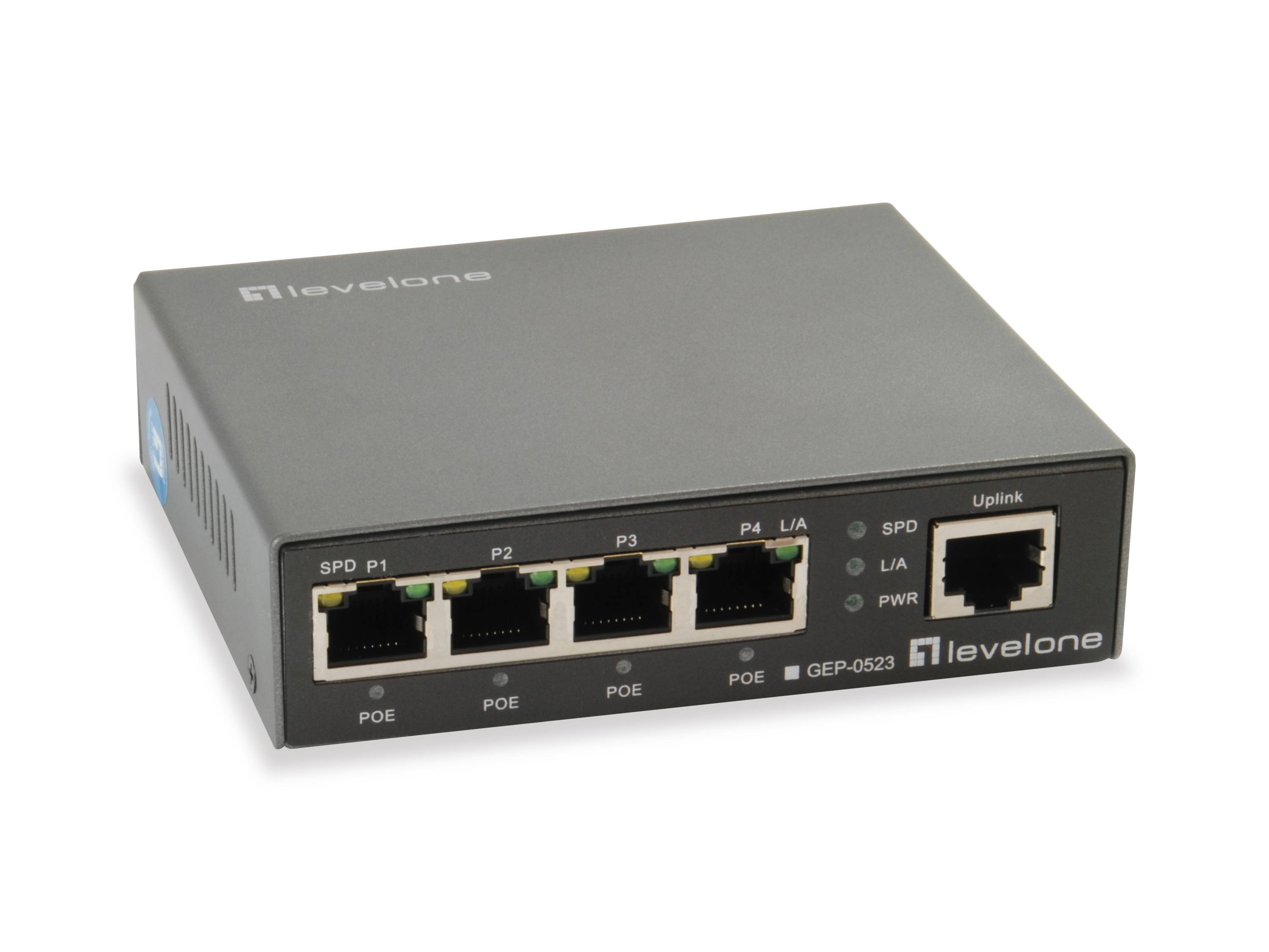 LevelOne GEP-0523 - Switch - 4 x 10/100/1000 (PoE+)