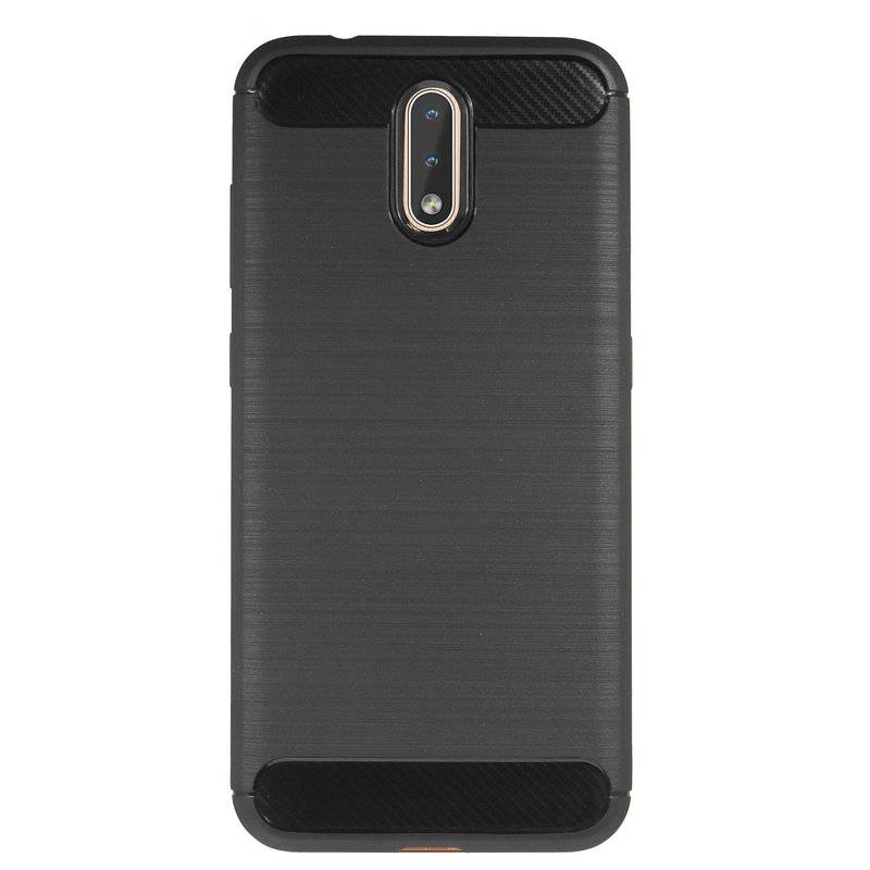 Silikonhülle Bumper Carbon für Nokia 2.3 Case TPU Soft Handyhülle Cover Schutzhülle Schwarz