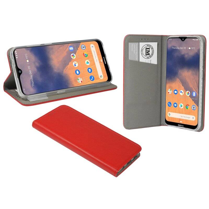 Buch Tasche "Smart" für NOKIA 2.3 Handy Hülle Etui Brieftasche Schutzhülle mit Standfunktion, Kartenfach Rot