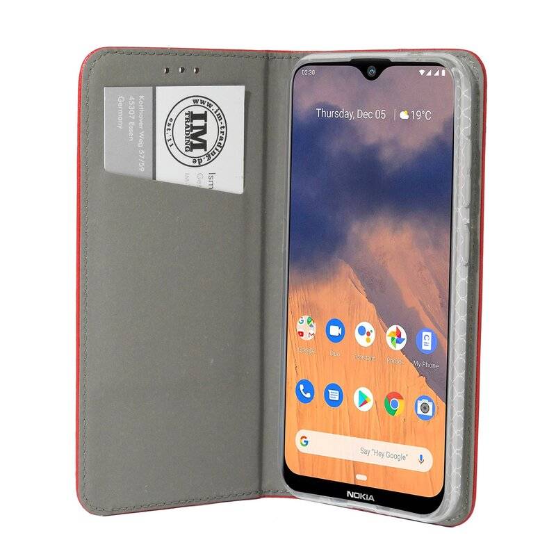 Buch Tasche "Smart" für NOKIA 2.3 Handy Hülle Etui Brieftasche Schutzhülle mit Standfunktion, Kartenfach Rot