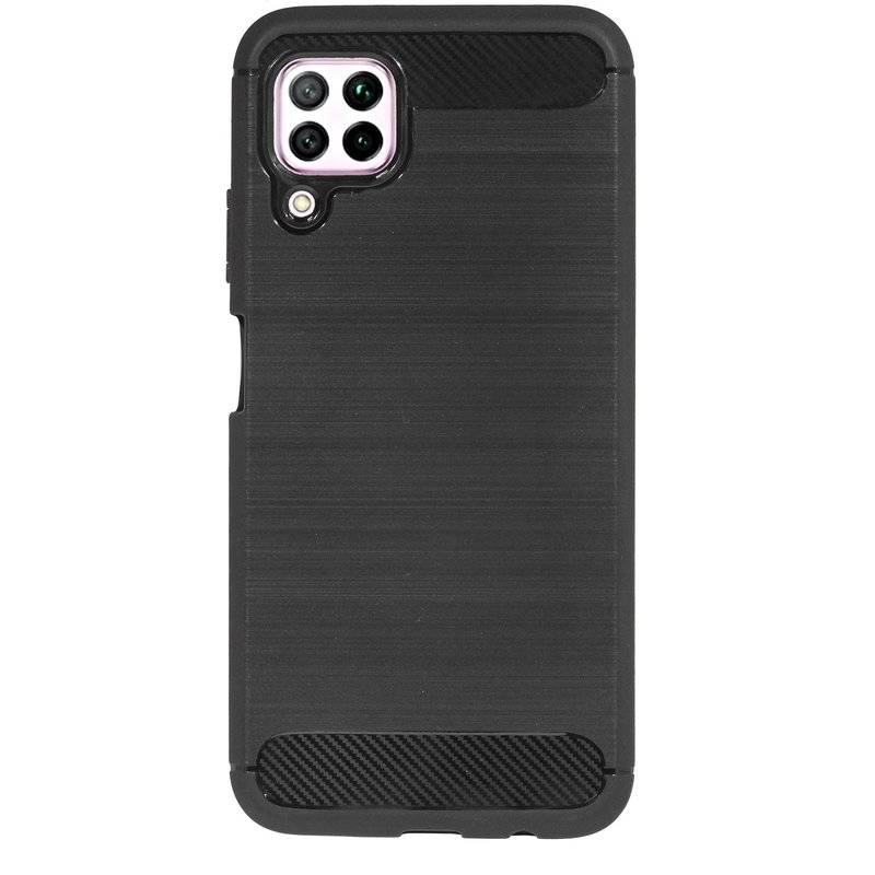 Silikonhülle Bumper Carbon für HUAWEI P40 LITE Case TPU Soft Handyhülle Cover Schutzhülle Schwarz