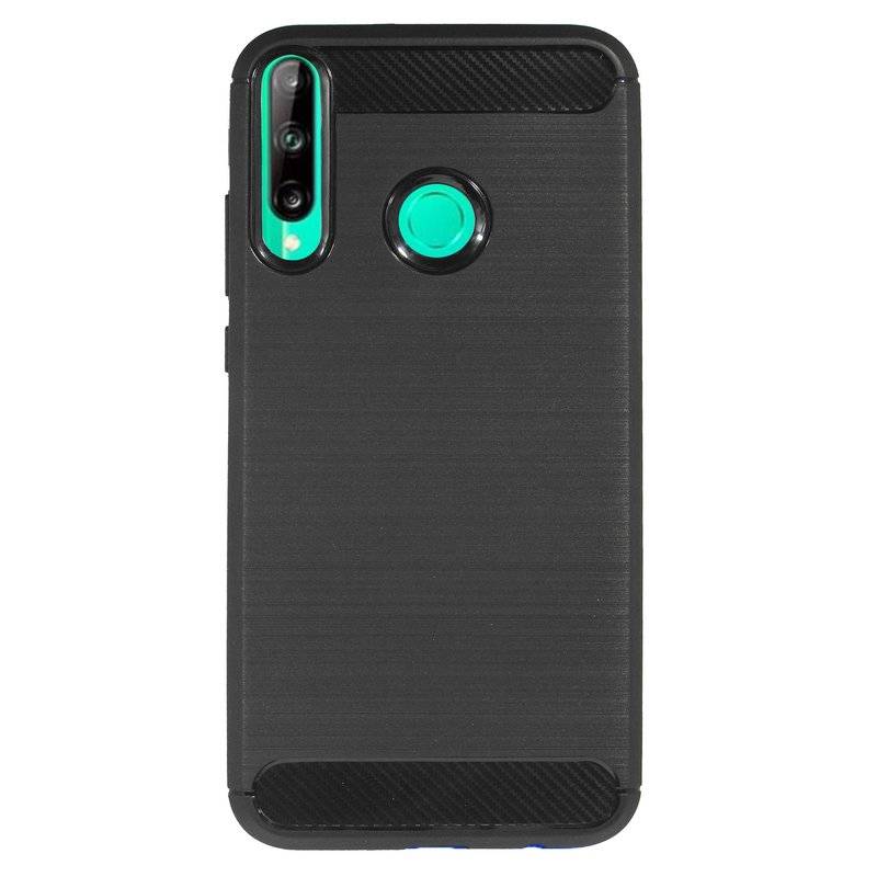 Silikonhülle Bumper Carbon für HUAWEI P40 LITE E Case TPU Soft Handyhülle Cover Schutzhülle Schwarz