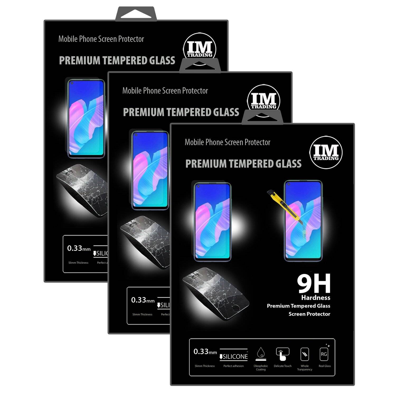 3X Schutz Schutz Glas 9H Tempered Glass Display Schutz Folie Display Glas Screen Protector für Huawei P40 Lite E