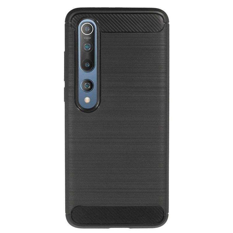 Silikonhülle Bumper Carbon für XIAOMI MI 10 PRO Case TPU Soft Handyhülle Cover Schutzhülle Schwarz