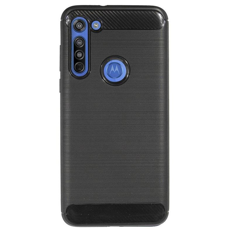 Silikonhülle Carbon für MOTOROLA MOTO G8 POWER TPU Case Soft Handyhülle Cover Schutzhülle Schwarz