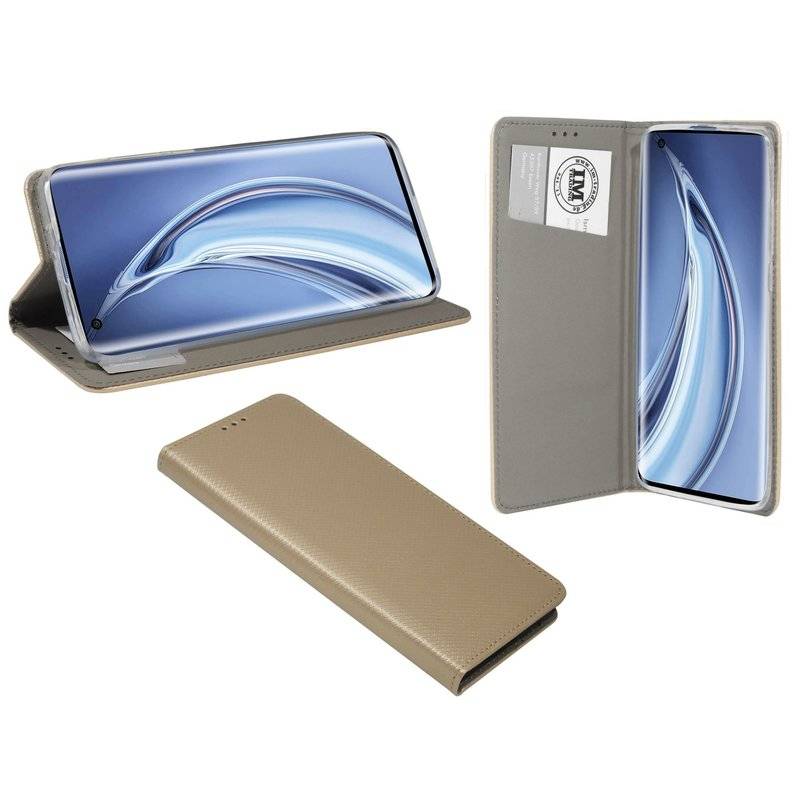 Buch Tasche "Smart" für XIAOMI MI 10 Handy Hülle Etui Brieftasche Schutzhülle mit Standfunktion, Kartenfach Gold