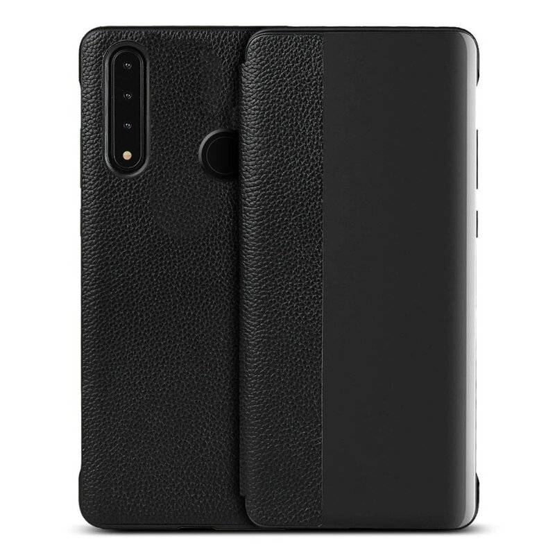 Flip Cover Sleep Case Smart View Cover Schutzhülle Buchtasche Zubehör Aufklappbare Hülle für Huawei Mate 20 Lite Schwarz