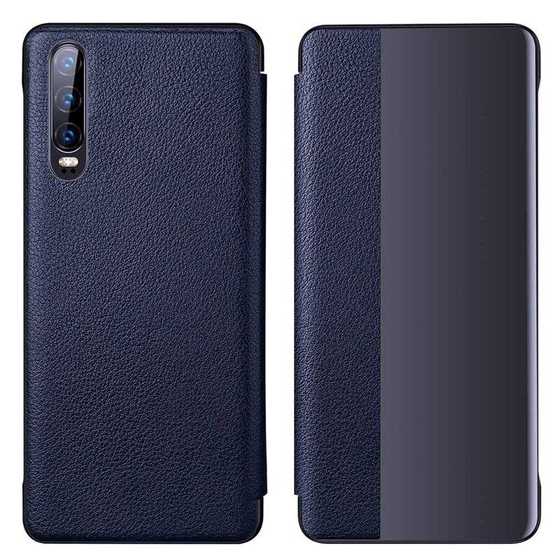 Flip Cover Sleep Case Smart View Cover Schutzhülle Buchtasche Zubehör Aufklappbare Hülle für Huawei Mate 20 Lite Blau