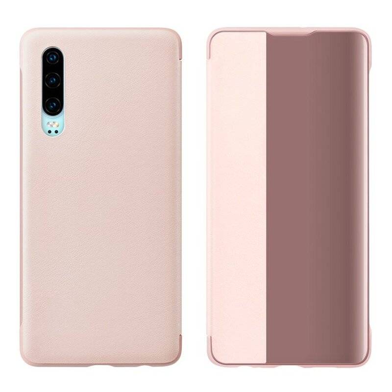 Flip Cover Sleep Case Smart View Cover Schutzhülle Buchtasche Zubehör Aufklappbare Hülle für Huawei Mate 20 Lite Rosa