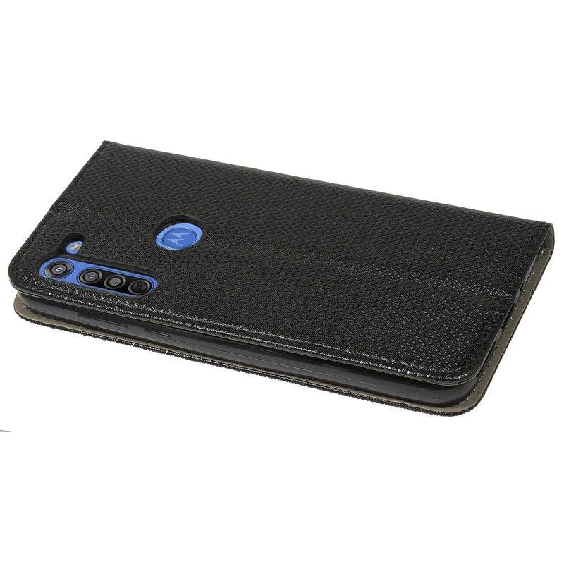 Elegante Buch-Tasche Smart Magnet für MOTOROLA MOTO G8 POWER Leder Optik Wallet Book-Style Cover Schale in Schwarz