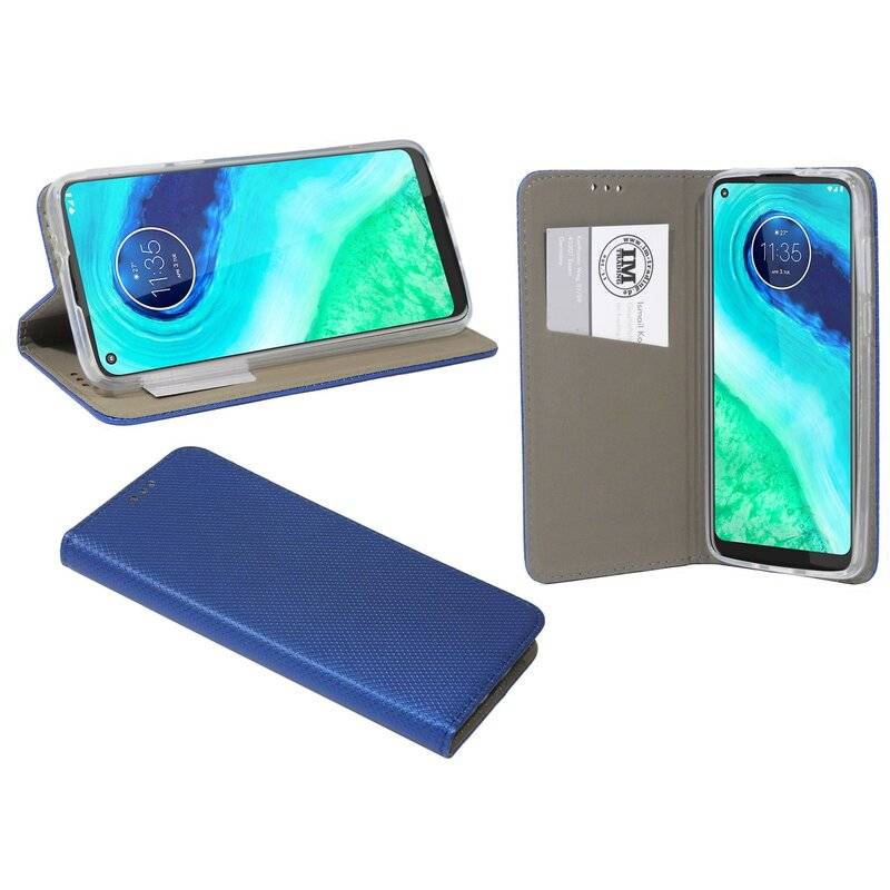 Elegante Buch-Tasche Smart Magnet für MOTOROLA MOTO G8 POWER Leder Optik Wallet Book-Style Cover Schale in Blau